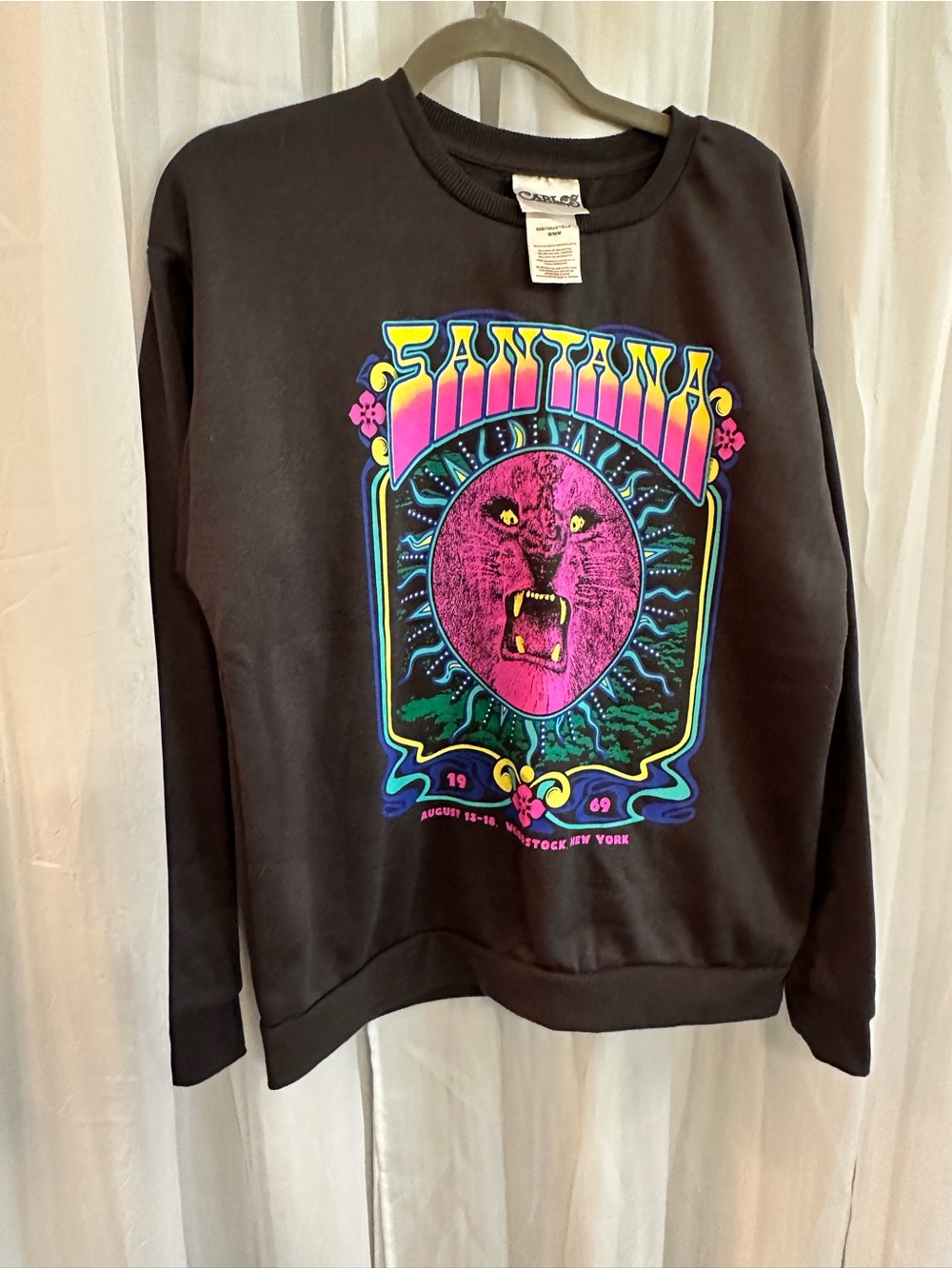 Carlos by Carlos Santana Black Santana Woodstock Graphic Crewneck Sweatshirt